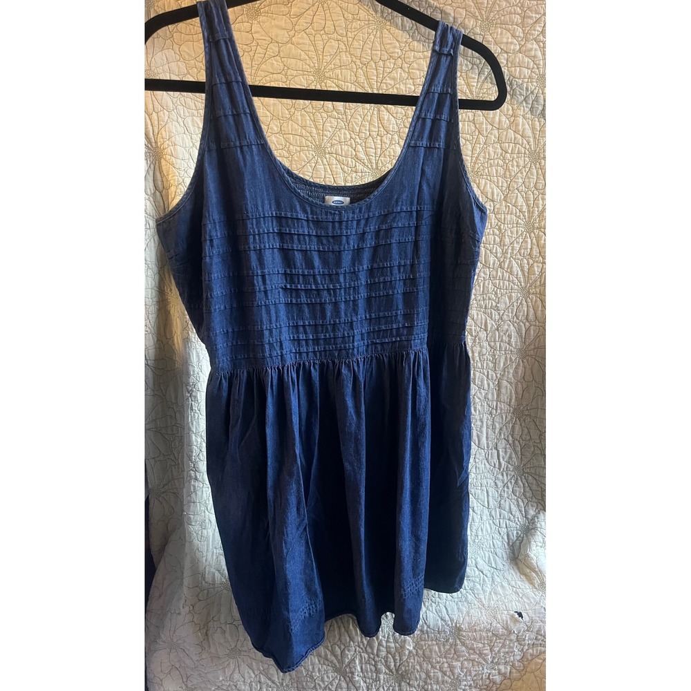 Classic Denim Pintuck Tank Dress